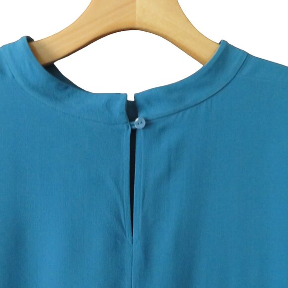 ⭐️⭐️HP2⭐️⭐️Eileen Fisher-Blue/Teal Cap Sleeve Tunic, High/Low Hem-Silk, L, EUC - Picture 6 of 7